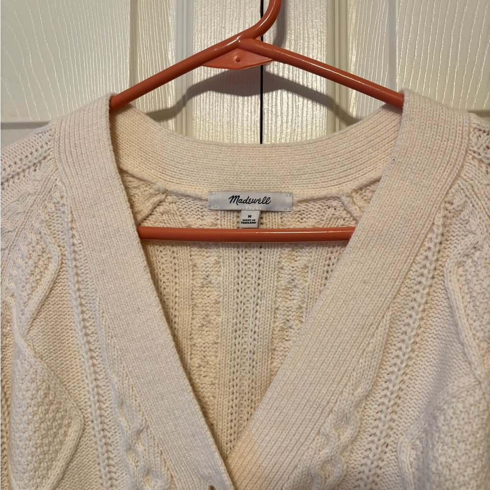 Madewell Cream Cable-Knit Button Cardigan - Picture 2 of 3